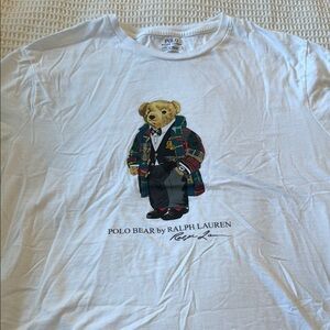 Ralph Lauren White Tee with Polo Bear Graphic